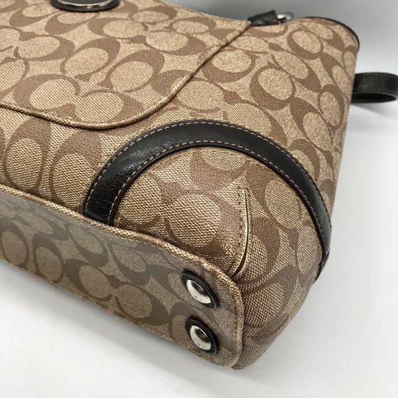 Coach Brown Coated Canvas Heritage Shopper Tote Bag F18923 - Picture 6 of 11